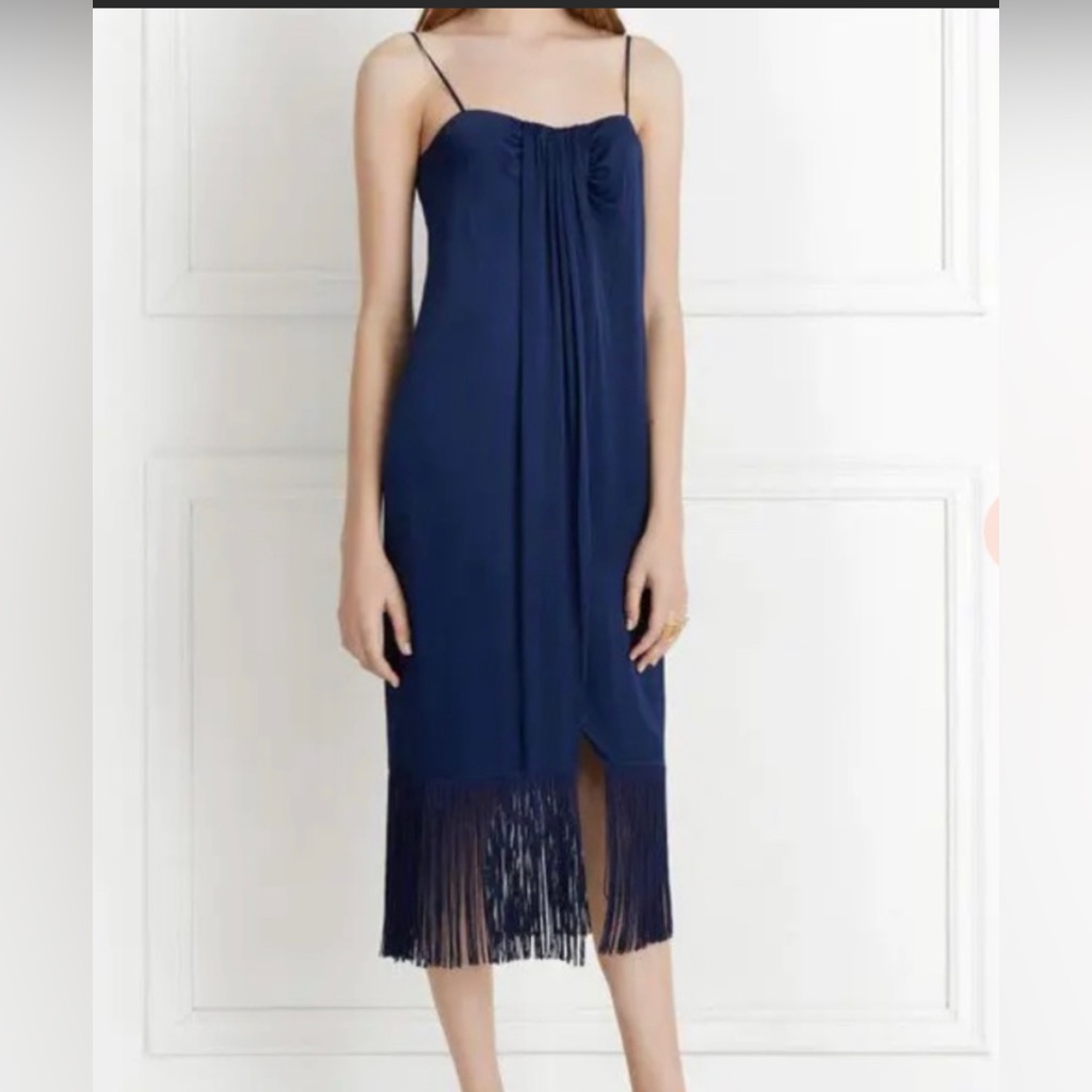 Rachel Zoe Brighton Dress In Parisian Blue With Fringe Hem